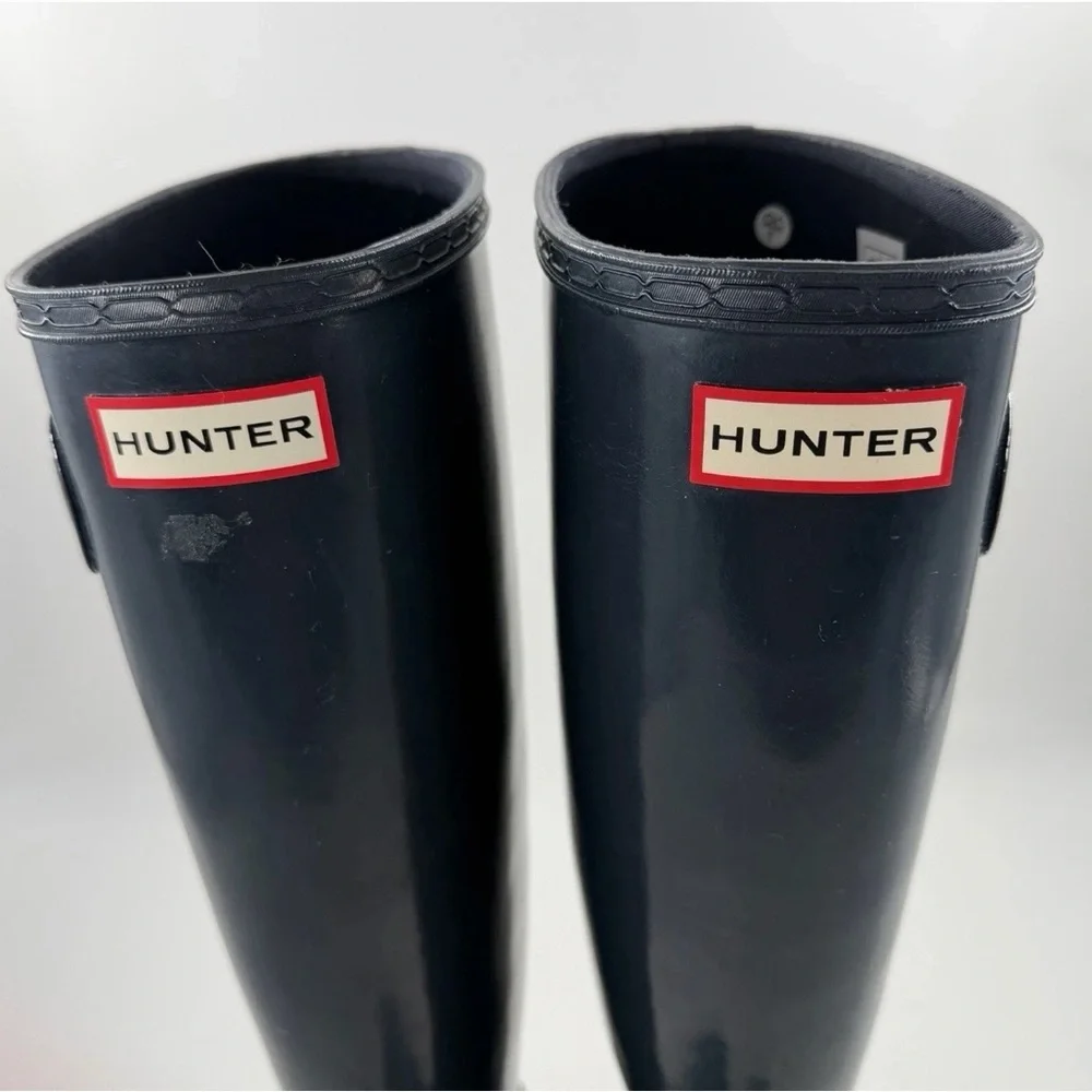 Hunter Women’s Original Tall Gloss Rain Boots-SZ 6-Blue Natural Rubber “Wellies”